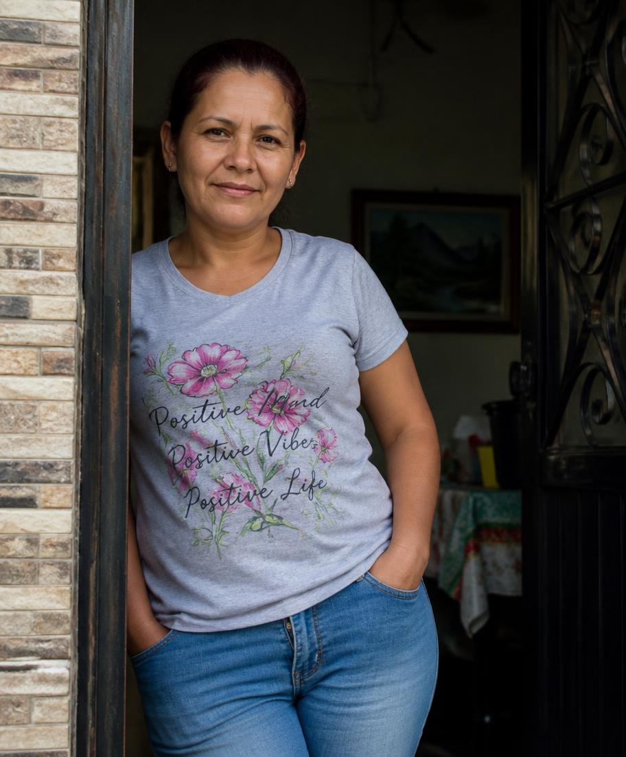 Colombiana en su hogar, representando a las familias que acompañamos
